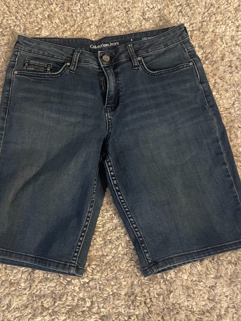 Calvin Klein Jeans City Shorts Size 8 Blue Denim Bermuda